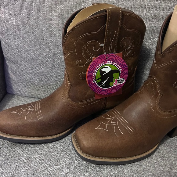 Justin chellie Boots Pull on Tan Leather Western Cowboy Women's Size 9B New - Picture 1 of 11